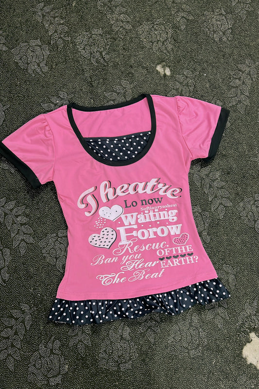 Y2K Cute Letter Print Polka