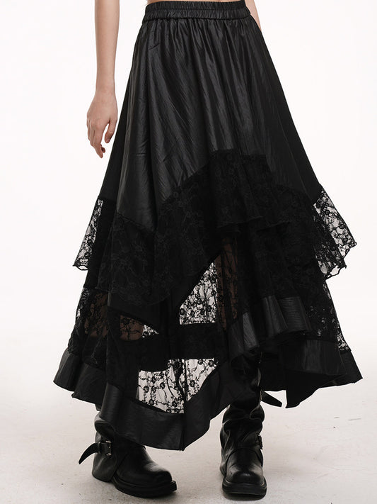 Black Irregular Maxi Skirt