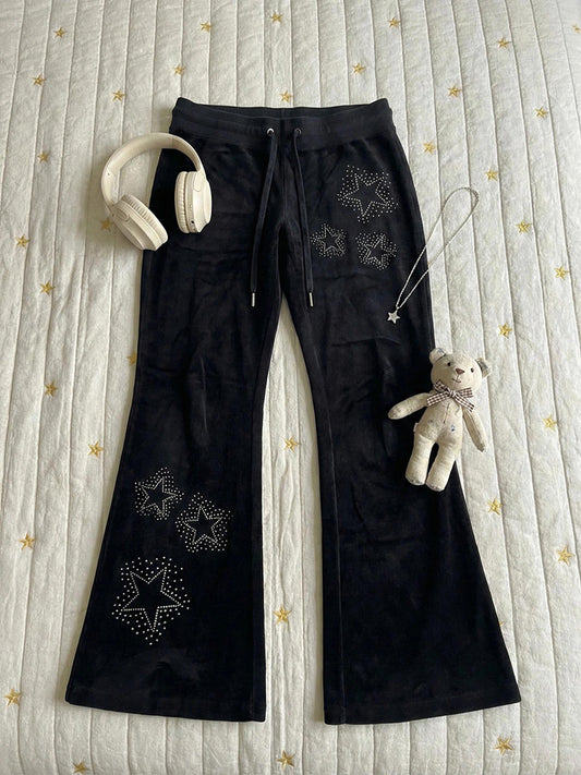 Black Star Pattern Slimming Flared Pants