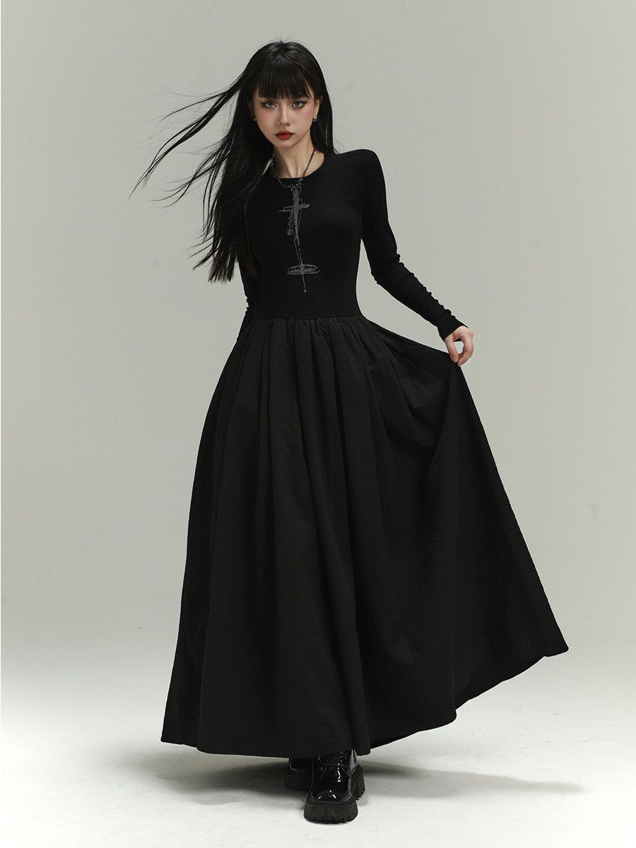 Gothic Open Back Maxi Dress