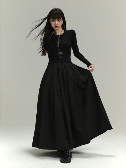 Gothic Open Back Maxi Dress