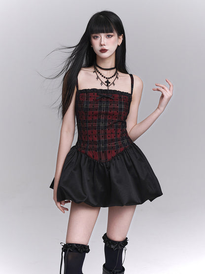 Red and black puffy dress