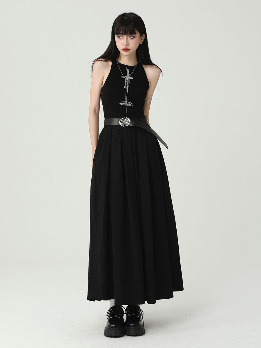 Black Backless Gothic Slip Dress