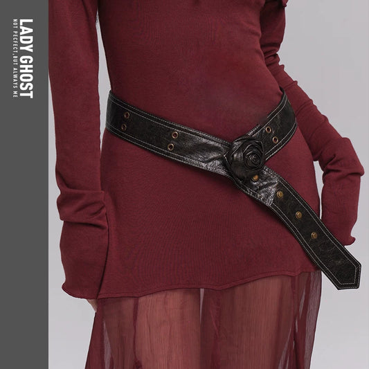 Ghost girl dark belt accessories women's skirt high-end design niche 2026 new versatile
