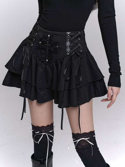 Gothic Cross Punk Black Skirt