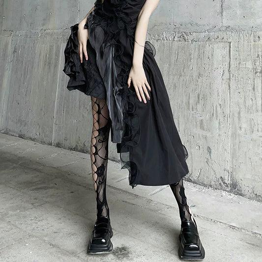 Rose hollowed out net stockings female pure desire fishnet stockings feminine black pantyhose lo socks hot girls wear black stockings