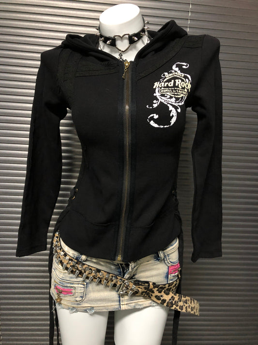 Black Hooded Sweatshirt Jacket